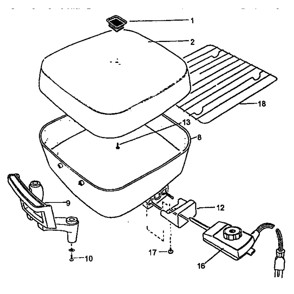 Replacement Parts Diagram and Parts List for SK395  Black and Decker Electric Skillet